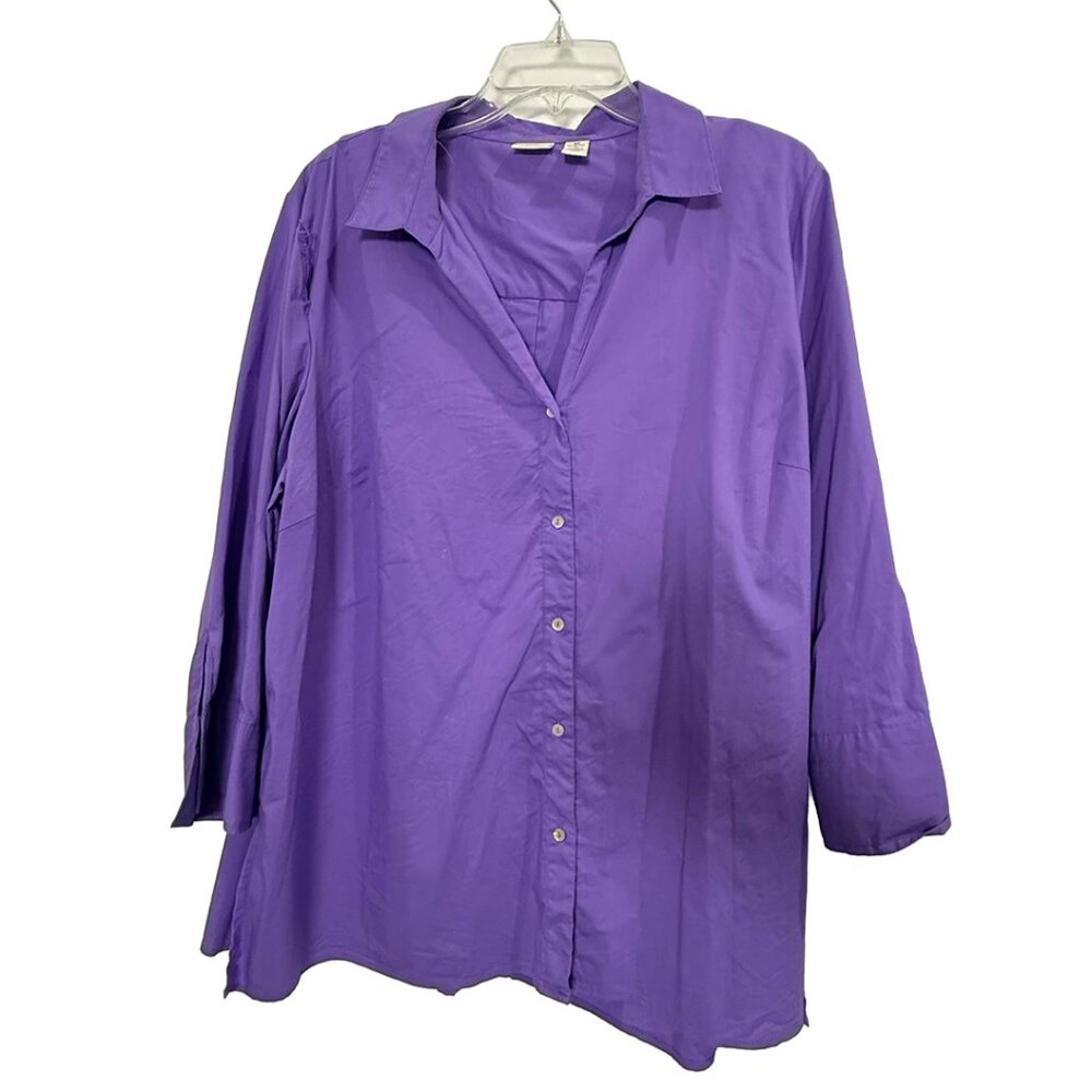 Westbound Women’s 2XL Purple Button Down Shirt | 28” Length | 23” Width